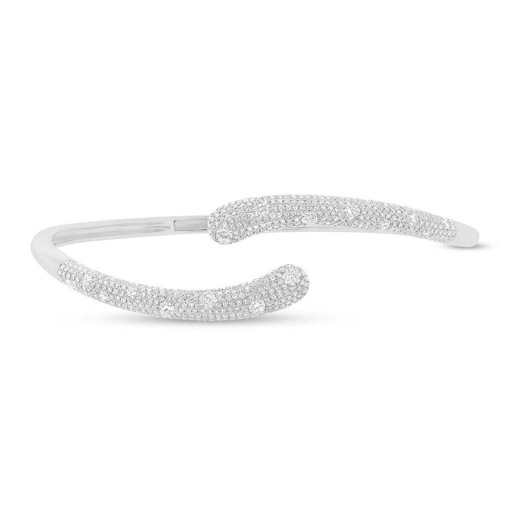 2.10 Ctw 14k White Gold Diamond Bangle Bracelet