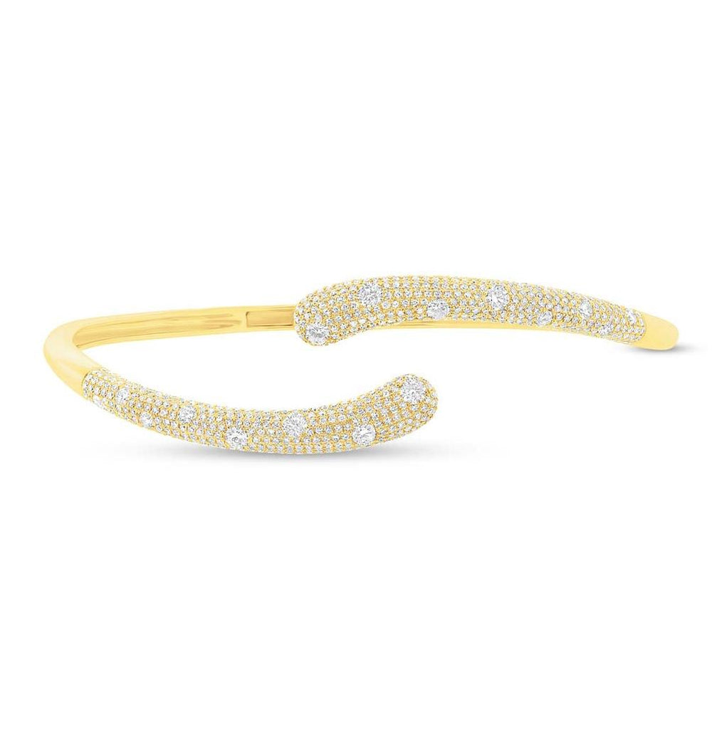 2.10 Ctw 14k Yellow Gold Diamond Bangle Bracelet