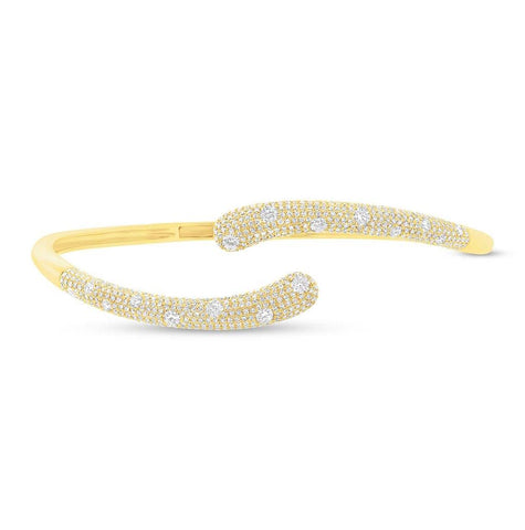 2.10 Ctw 14k Yellow Gold Diamond Bangle Bracelet