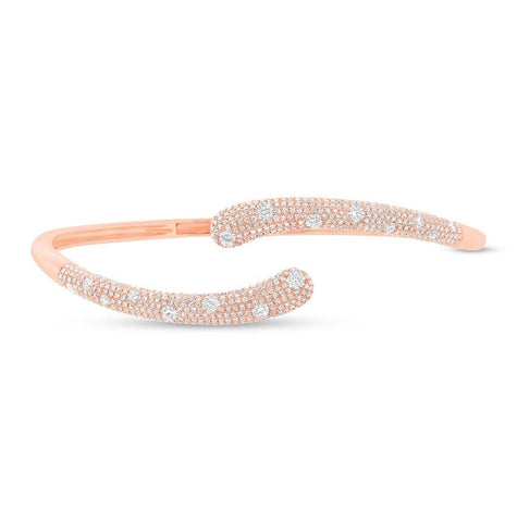 2.10 Ctw 14k Rose Gold Diamond Bangle Bracelet