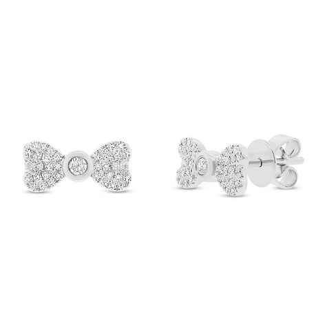 0.22 Ctw 14k White Gold Diamond Bow Stud Earring