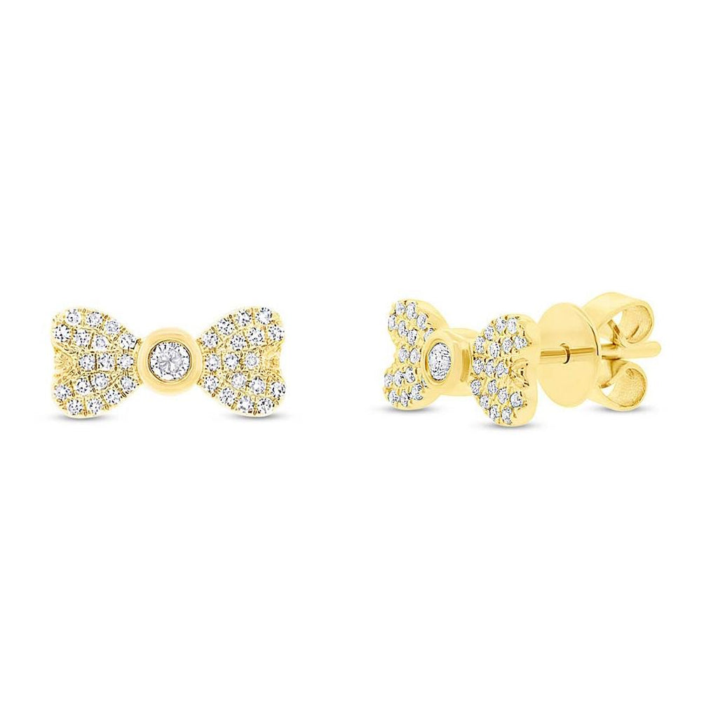 0.22 Ctw 14k Yellow Gold Diamond Bow Stud Earring