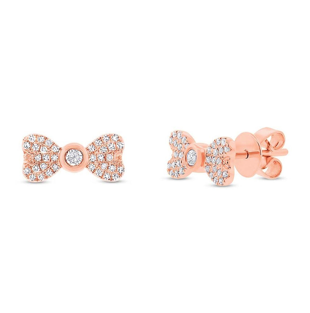 0.22 Ctw 14k Rose Gold Diamond Bow Stud Earring