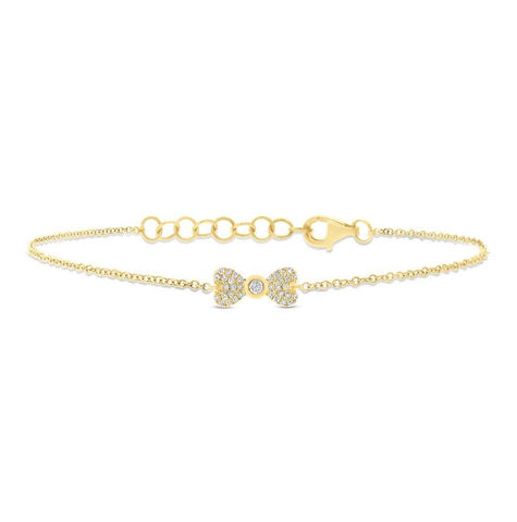 0.11 Ctw 14k Yellow Gold Diamond Bow Bracelet