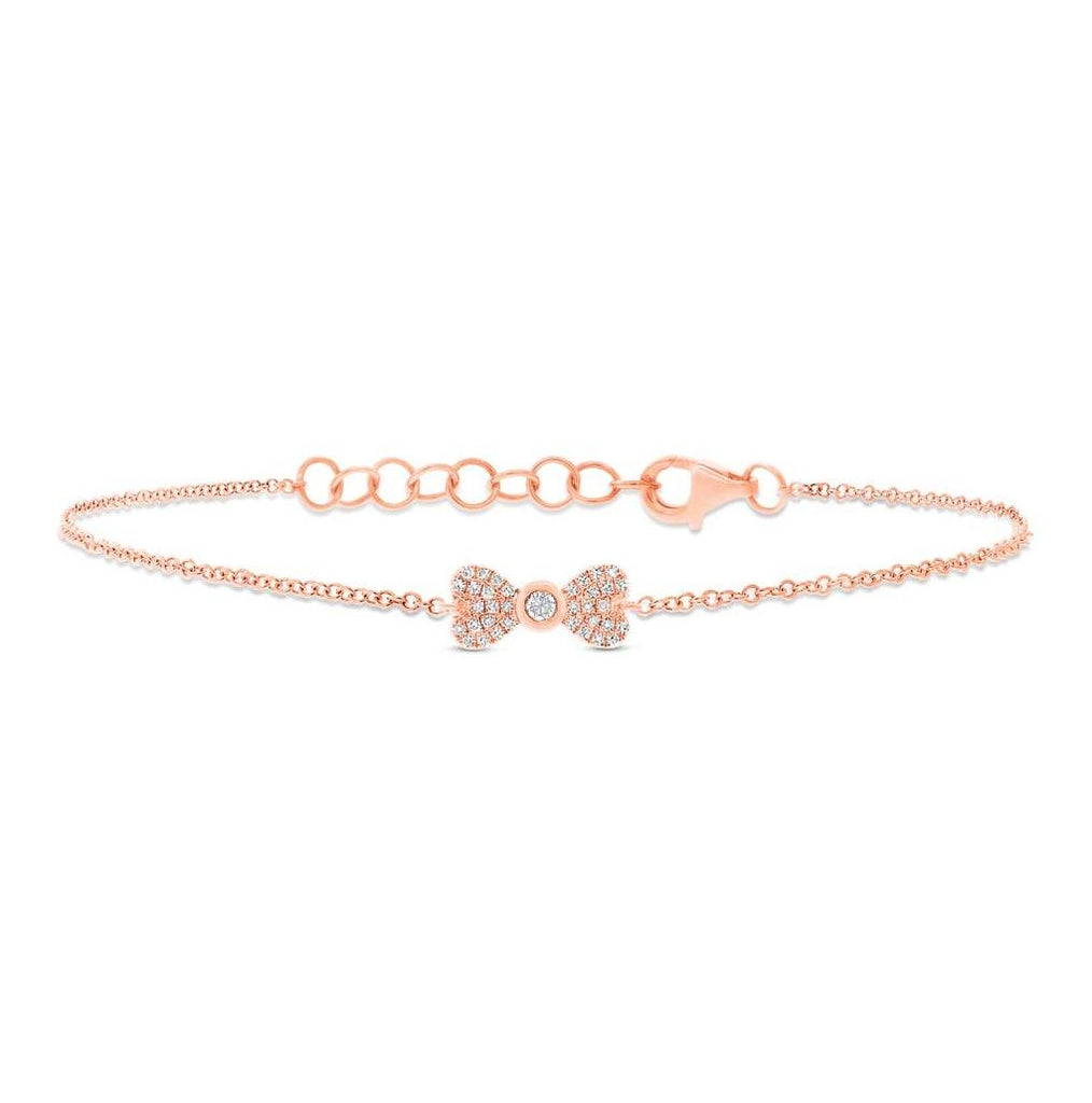 0.11 Ctw 14k Rose Gold Diamond Bow Bracelet