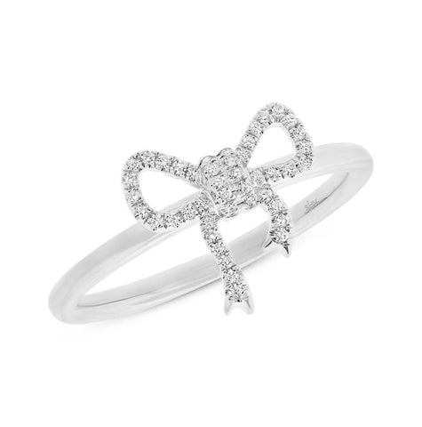 0.11 Ctw 14k White Gold Diamond Bow Womens Ring