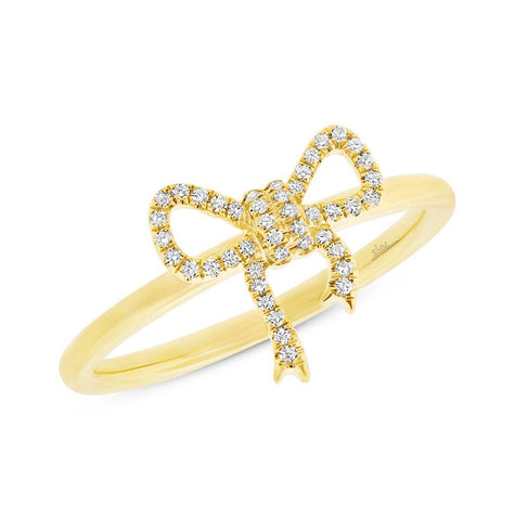 0.11 Ctw 14k Yellow Gold Diamond Bow Womens Ring