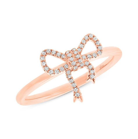 0.11 Ctw 14k Rose Gold Diamond Bow Womens Ring