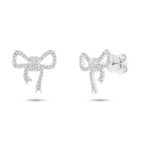 0.22 Ctw 14k White Gold Diamond Bow Stud Earring