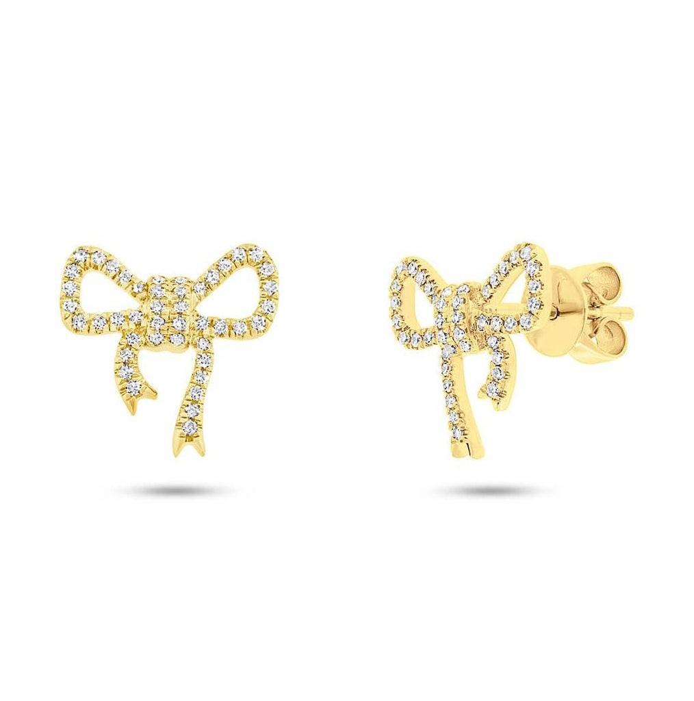 0.22 Ctw 14k Yellow Gold Diamond Bow Stud Earring