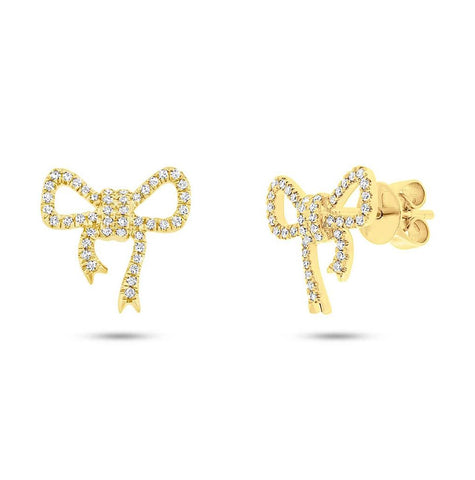 0.22 Ctw 14k Yellow Gold Diamond Bow Stud Earring