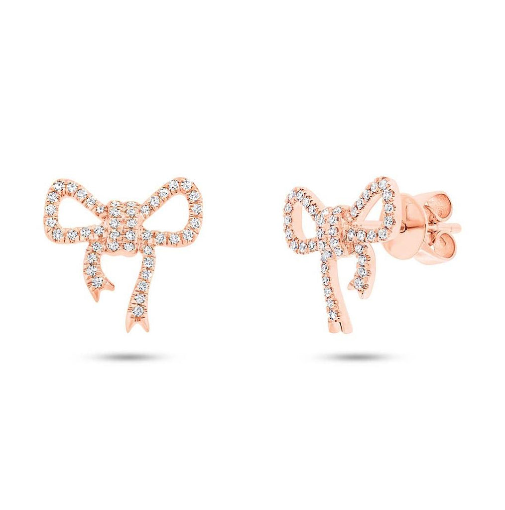 0.22 Ctw 14k Rose Gold Diamond Bow Stud Earring