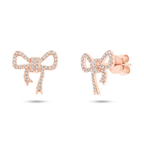 0.22 Ctw 14k Rose Gold Diamond Bow Stud Earring