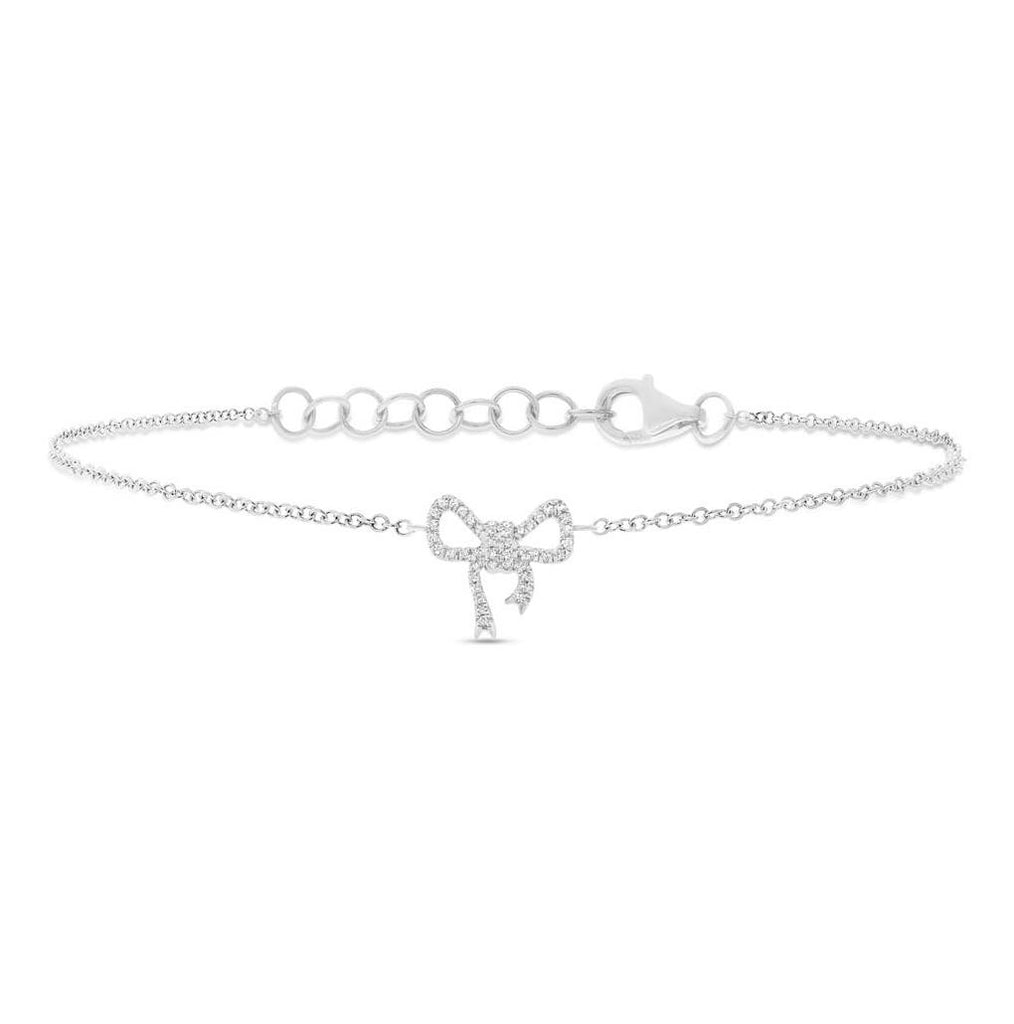 0.11 Ctw 14k White Gold Diamond Bow Bracelet