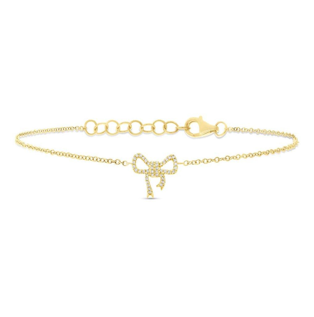 0.11 Ctw 14k Yellow Gold Diamond Bow Bracelet