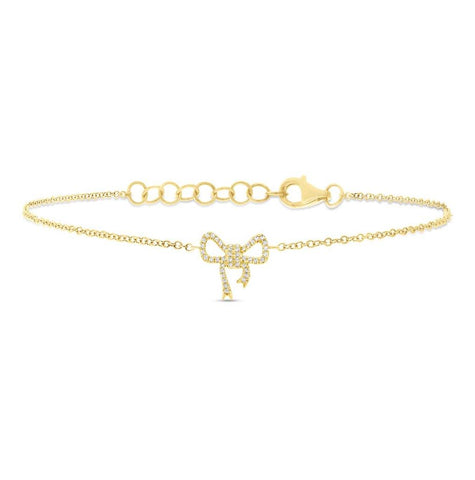 0.11 Ctw 14k Yellow Gold Diamond Bow Bracelet