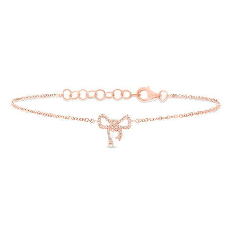 0.11 Ctw 14k Rose Gold Diamond Bow Bracelet