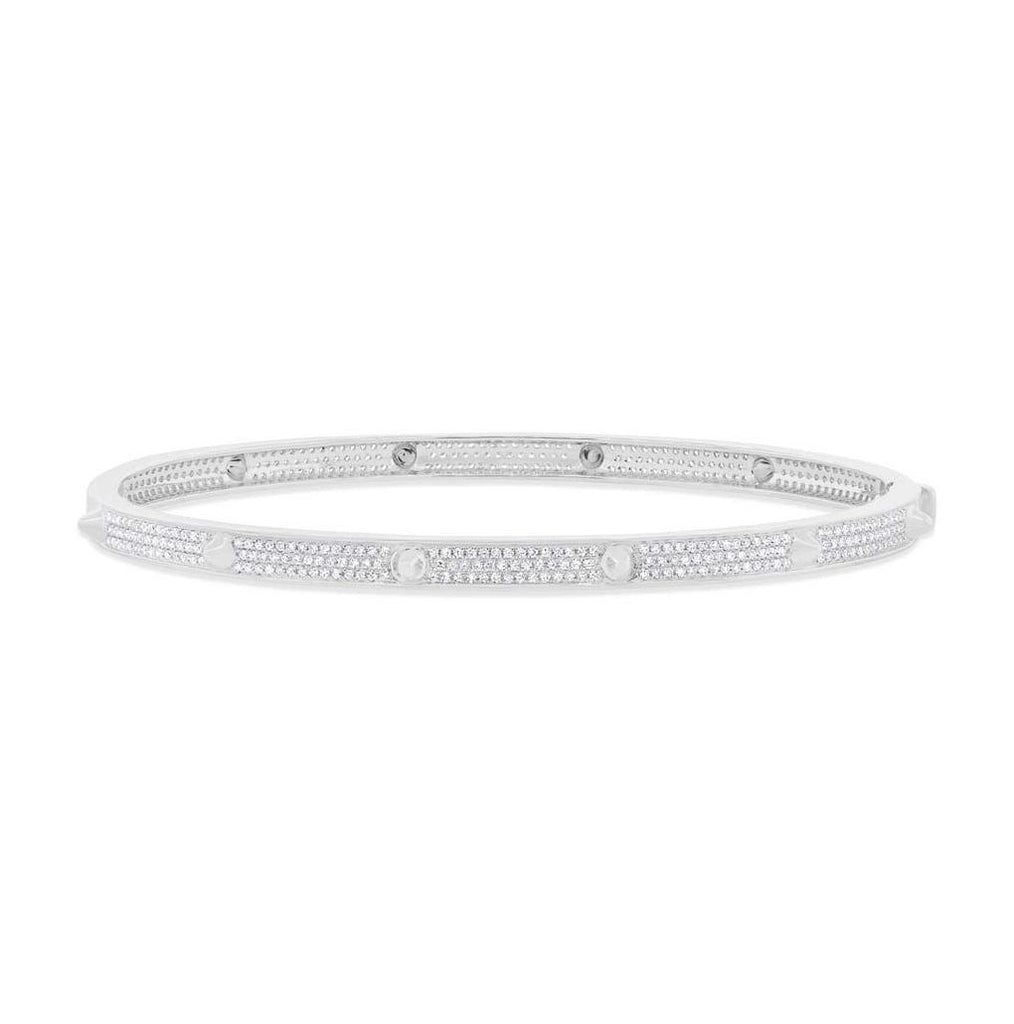 0.83 Ctw 14k White Gold Diamond Pave Bangle Bracelet