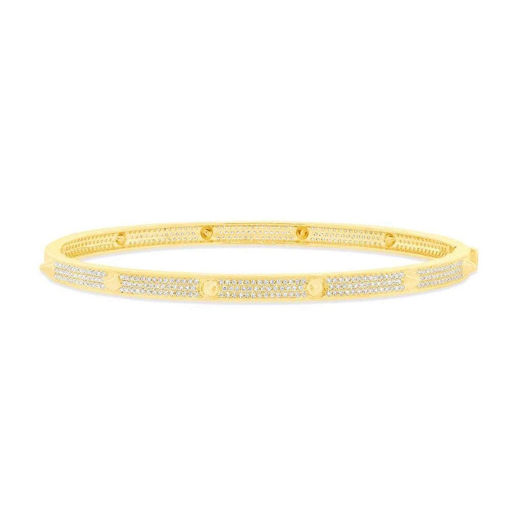 0.83 Ctw 14k Yellow Gold Diamond Pave Bangle Bracelet