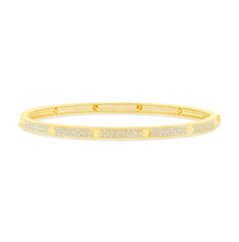 0.83 Ctw 14k Yellow Gold Diamond Pave Bangle Bracelet