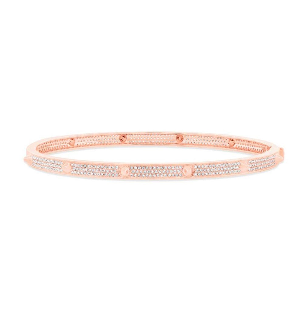 0.83 Ctw 14k Rose Gold Diamond Pave Bangle Bracelet