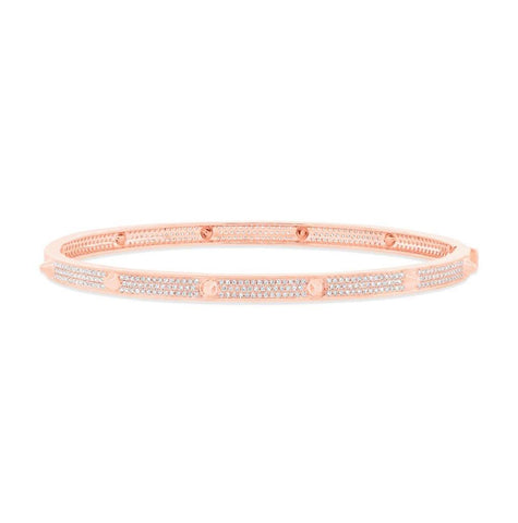 0.83 Ctw 14k Rose Gold Diamond Pave Bangle Bracelet