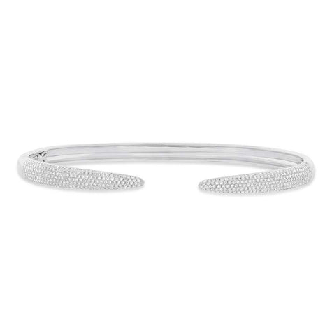 0.89 Ctw 14k White Gold Diamond Pave Bangle Bracelet