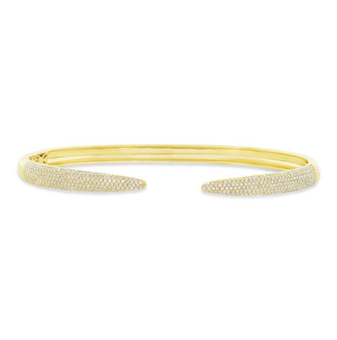 0.89 Ctw 14k Yellow Gold Diamond Pave Bangle Bracelet