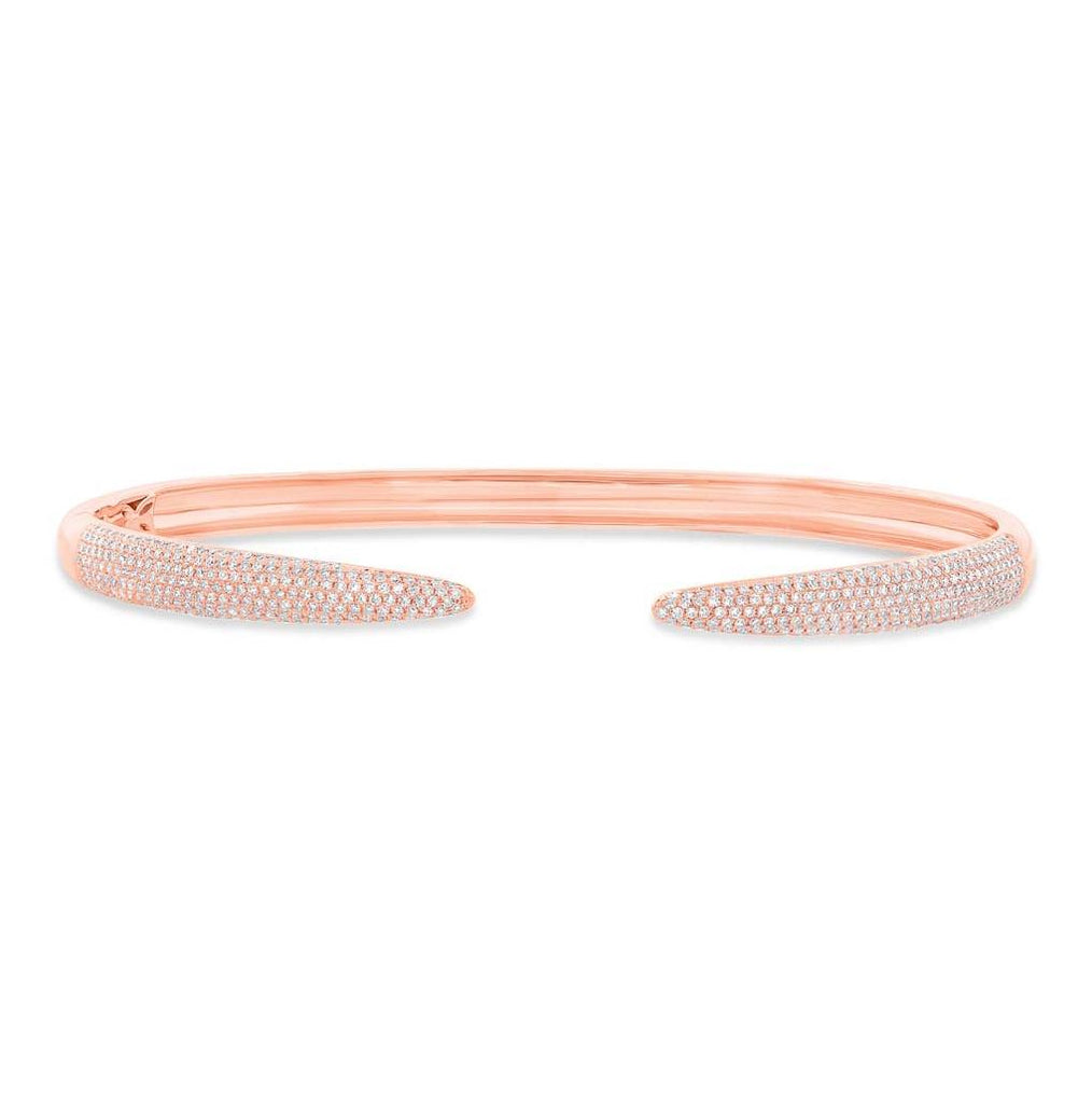 0.89 Ctw 14k Rose Gold Diamond Pave Bangle Bracelet