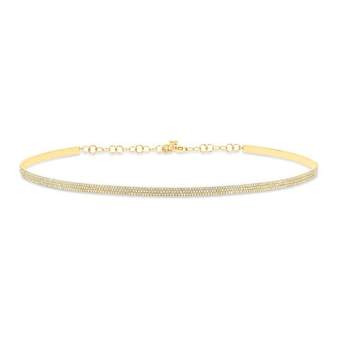 1.21 Ctw 18k Yellow Gold Diamond Pave Choker Necklace