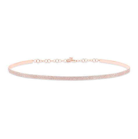 1.21 Ctw 18k Rose Gold Diamond Pave Choker Necklace