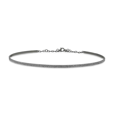 0.77 Ctw 14k Black Rhodium Gold Diamond Choker Necklace