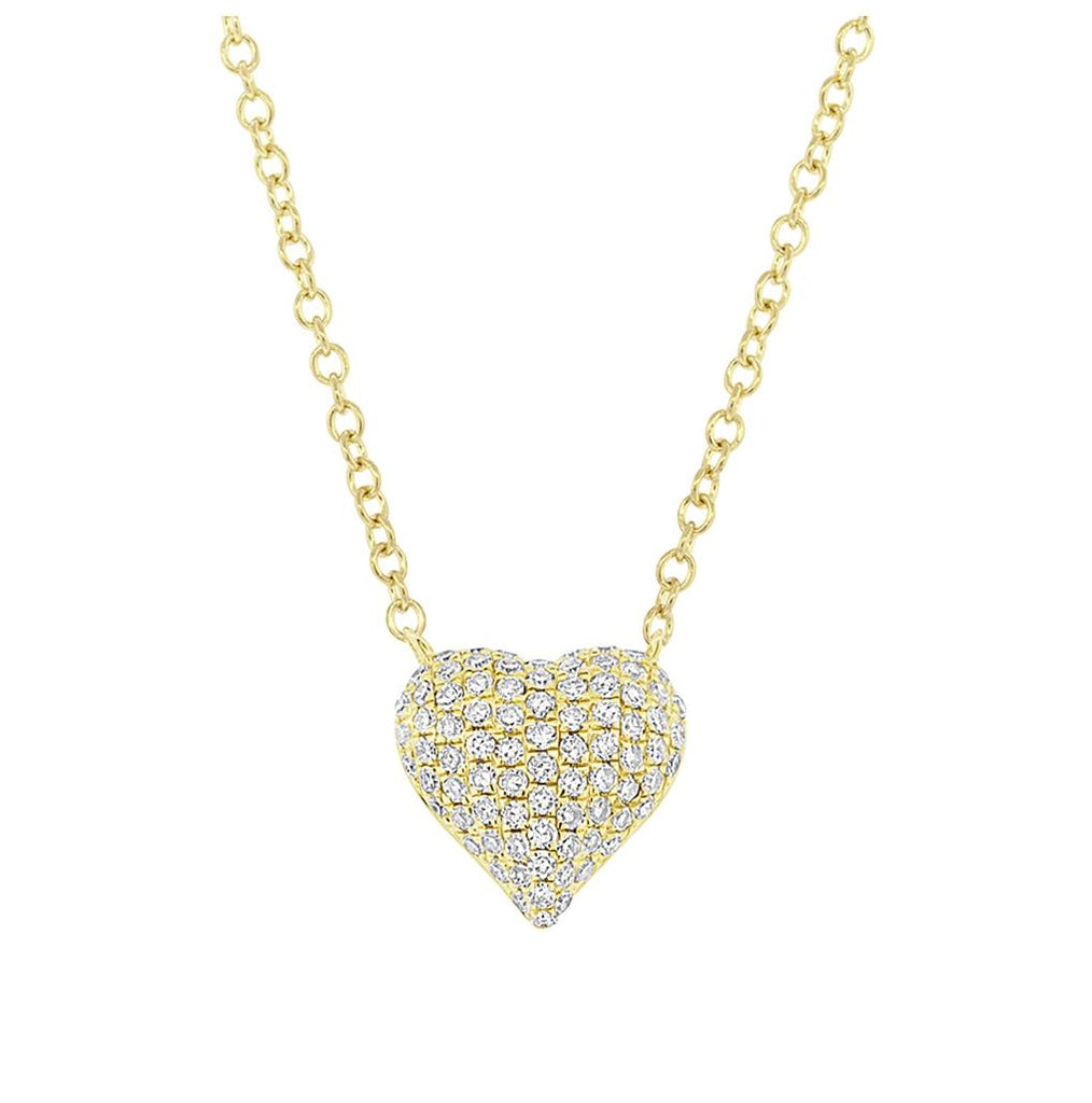 0.19 Ctw 14k Yellow Gold Diamond Pave Heart Necklace