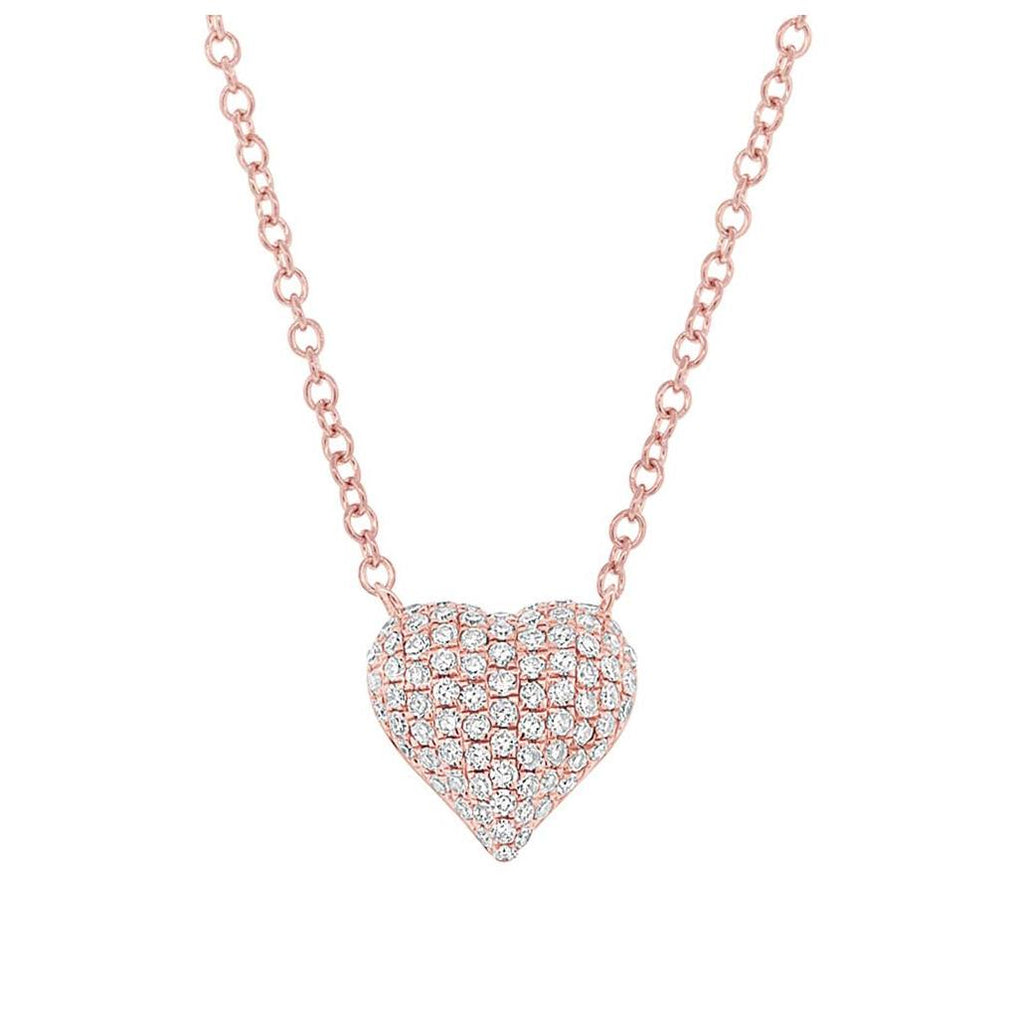 0.19 Ctw 14k Rose Gold Diamond Pave Heart Necklace