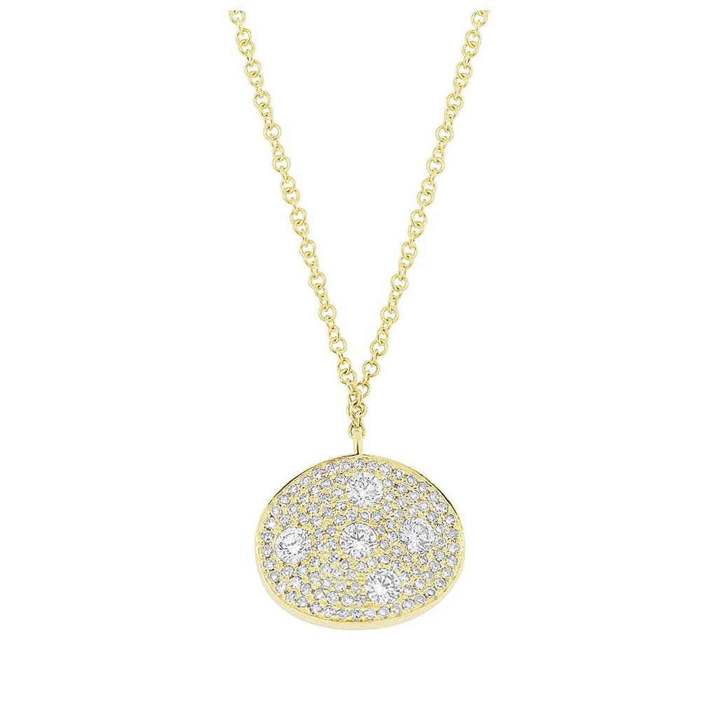 0.54 Ctw 14k Yellow Gold Diamond Pave Oval Necklace