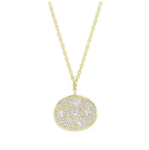 0.54 Ctw 14k Yellow Gold Diamond Pave Oval Necklace