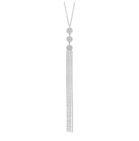 0.15 Ctw 14k White Gold Diamond Pave Fringe Necklace