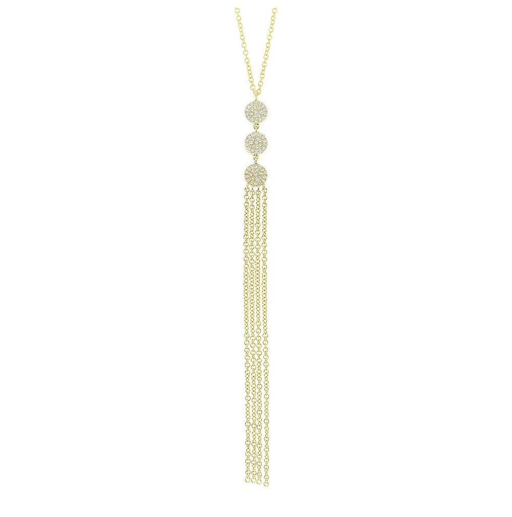 0.15 Ctw 14k Yellow Gold Diamond Pave Fringe Necklace