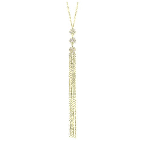 0.15 Ctw 14k Yellow Gold Diamond Pave Fringe Necklace