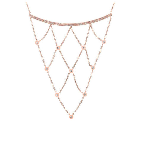 0.55 Ctw 14k Rose Gold Diamond Necklace