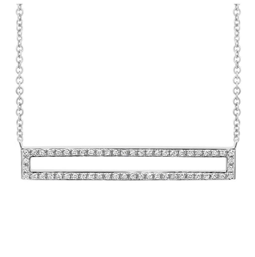 0.18 Ctw 14k White Gold Diamond Bar Necklace