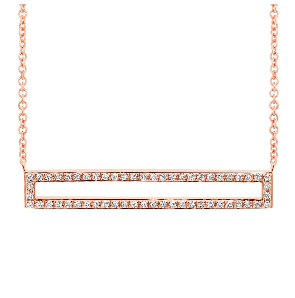 0.18 Ctw 14k Rose Gold Diamond Bar Necklace