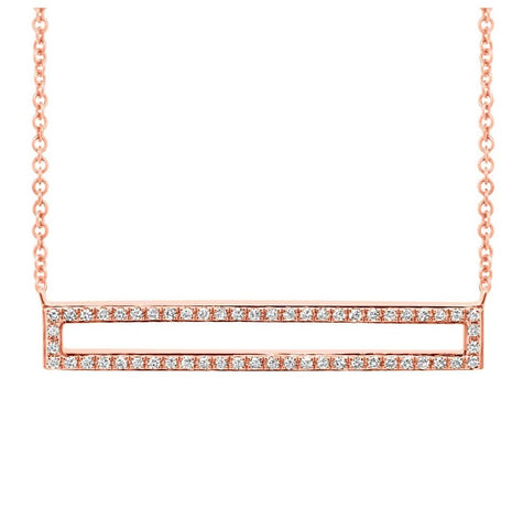 0.18 Ctw 14k Rose Gold Diamond Bar Necklace