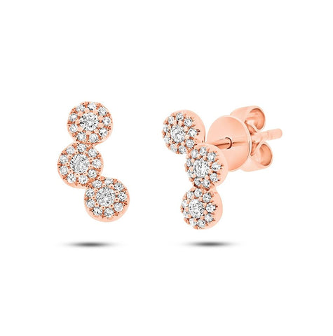 0.24 Ctw 14k Rose Gold Diamond Womens Stud Earring