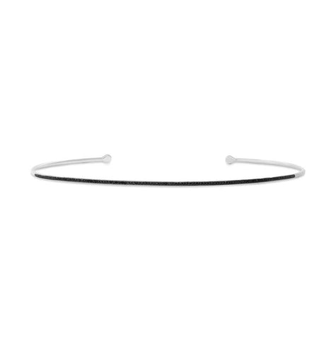 0.36 Ctw 14k White Gold Black Diamond Choker Necklace