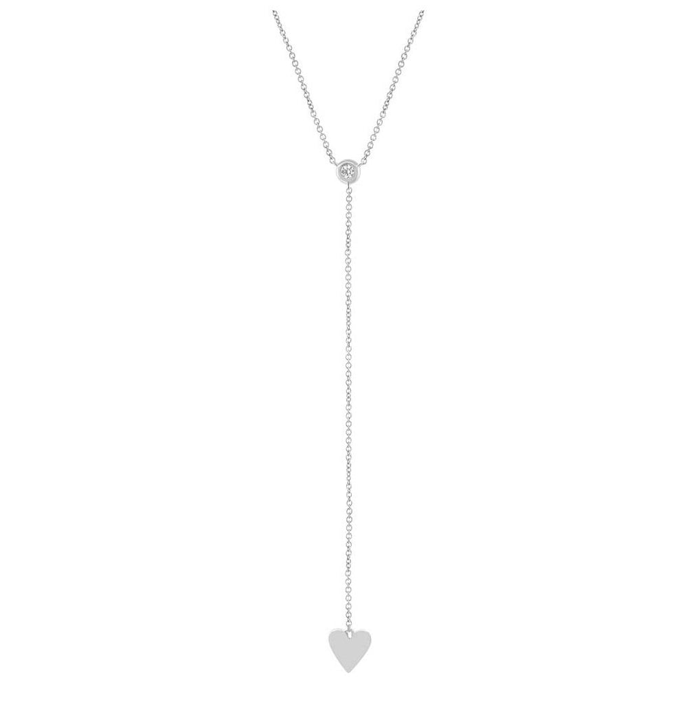 0.06 Ctw 14k White Gold Diamond Heart Lariat Necklace