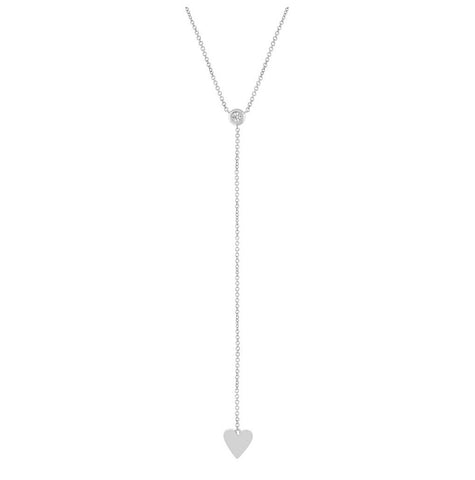 0.06 Ctw 14k White Gold Diamond Heart Lariat Necklace