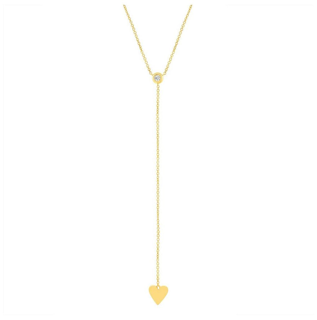 0.06 Ctw 14k Yellow Gold Diamond Heart Lariat Necklace