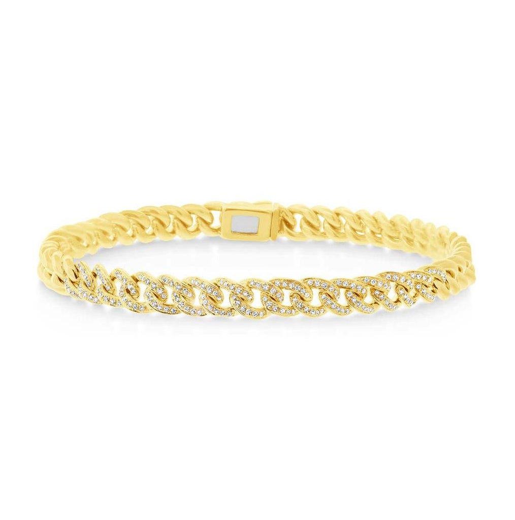 0.40 Ctw 14k Yellow Gold Diamond Pave Chain Bracelet