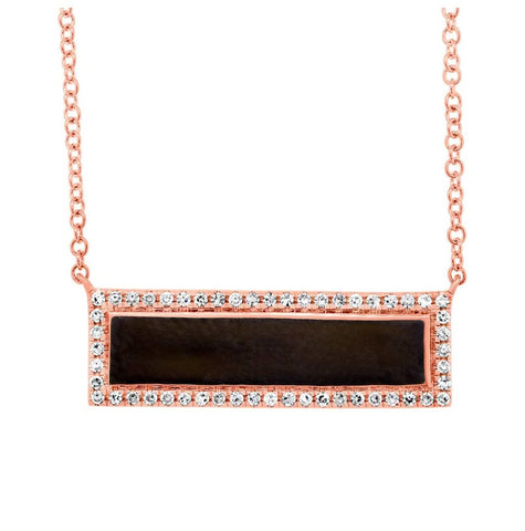 0.15 Ctw 14k Rose Gold Diamond Bar Id Necklace